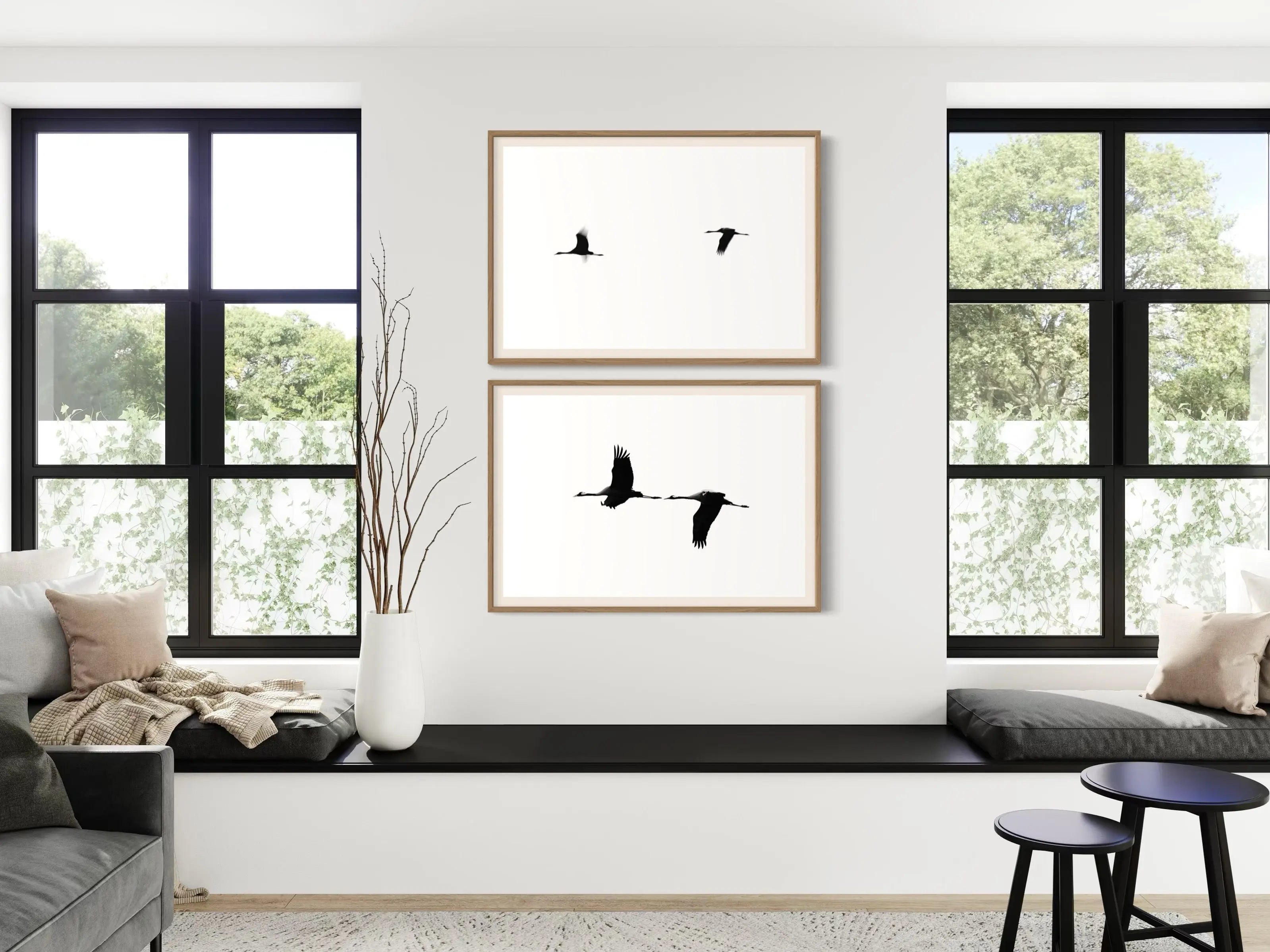 Cranes II by Tal Paz-Fridman featured in an elegant interior space