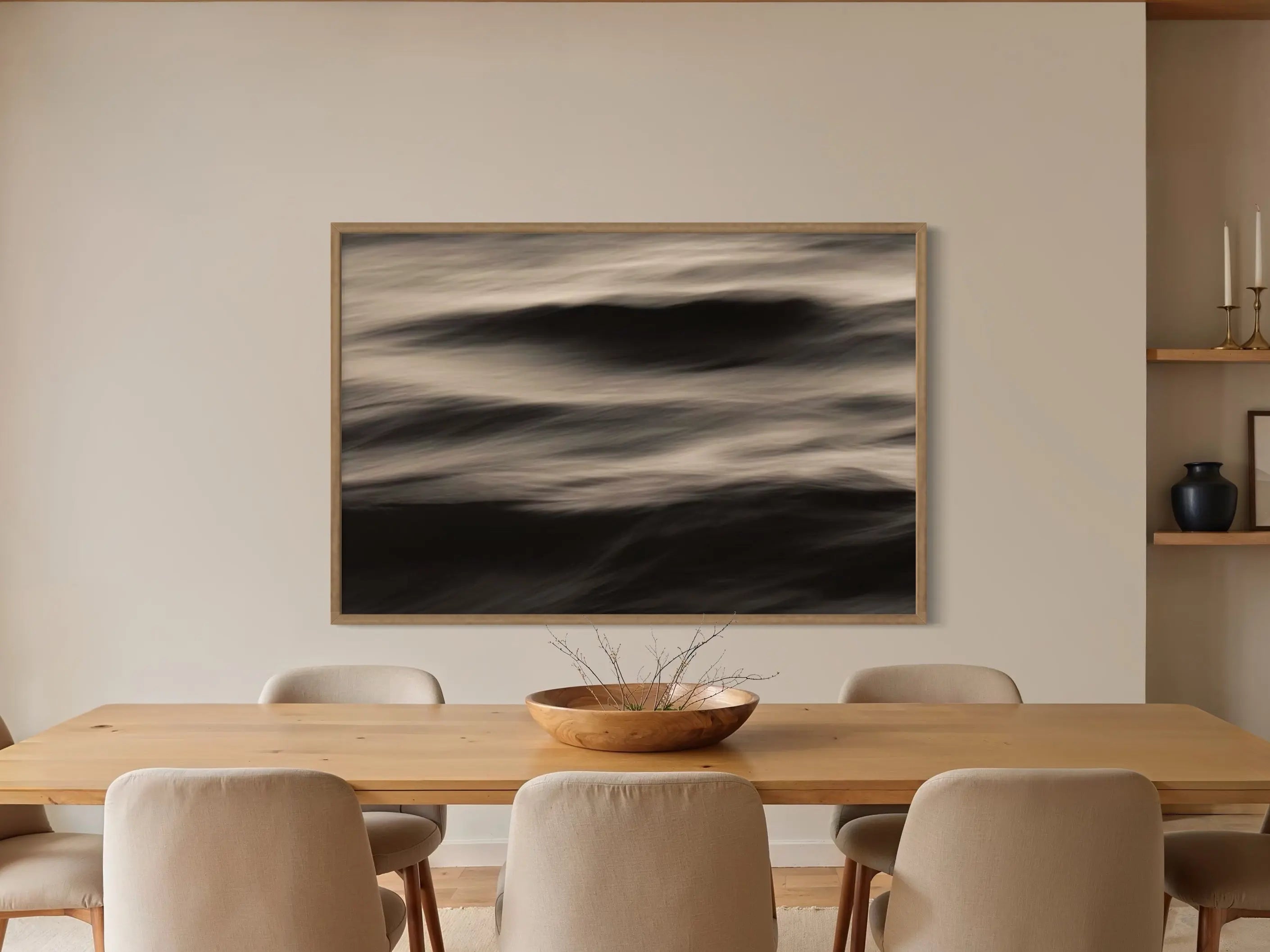 The Uniqueness of Waves XII by Tal Paz-Fridman presented in a curated interior design