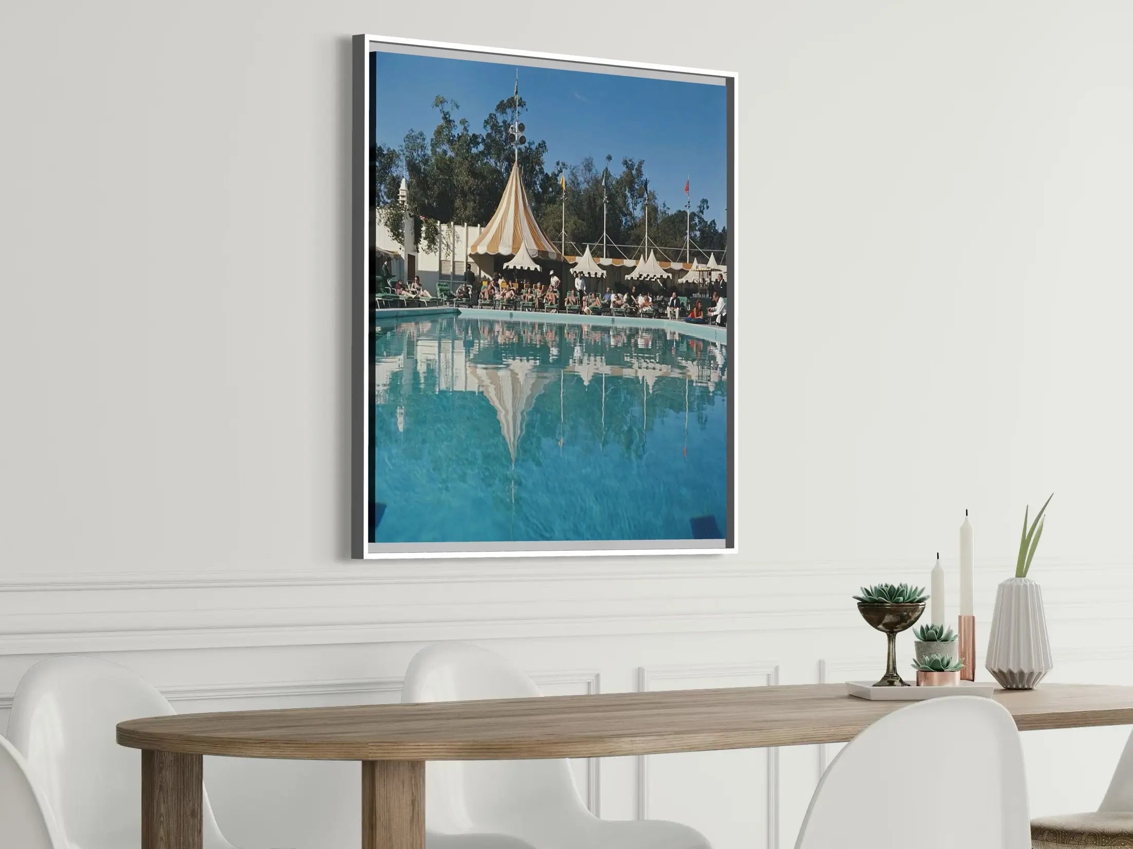 Beverly Hills Hotel Pool by Slim Aarons styled in a contemporary interior setting
