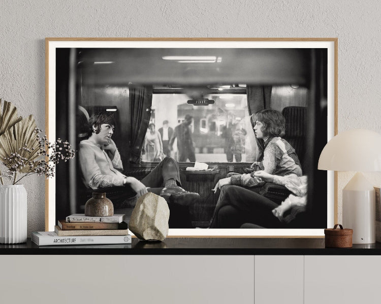 First Class Travel by Victor Blackman in an elegant dining space, enhancing high-end interiors with bespoke art prints and The Picturalist custom framing.