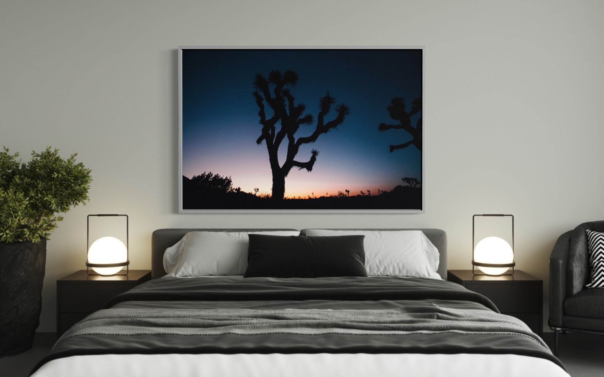Joshua Tree at the Joshua Tree National Park near Palm Springs showing a sunset in the desert