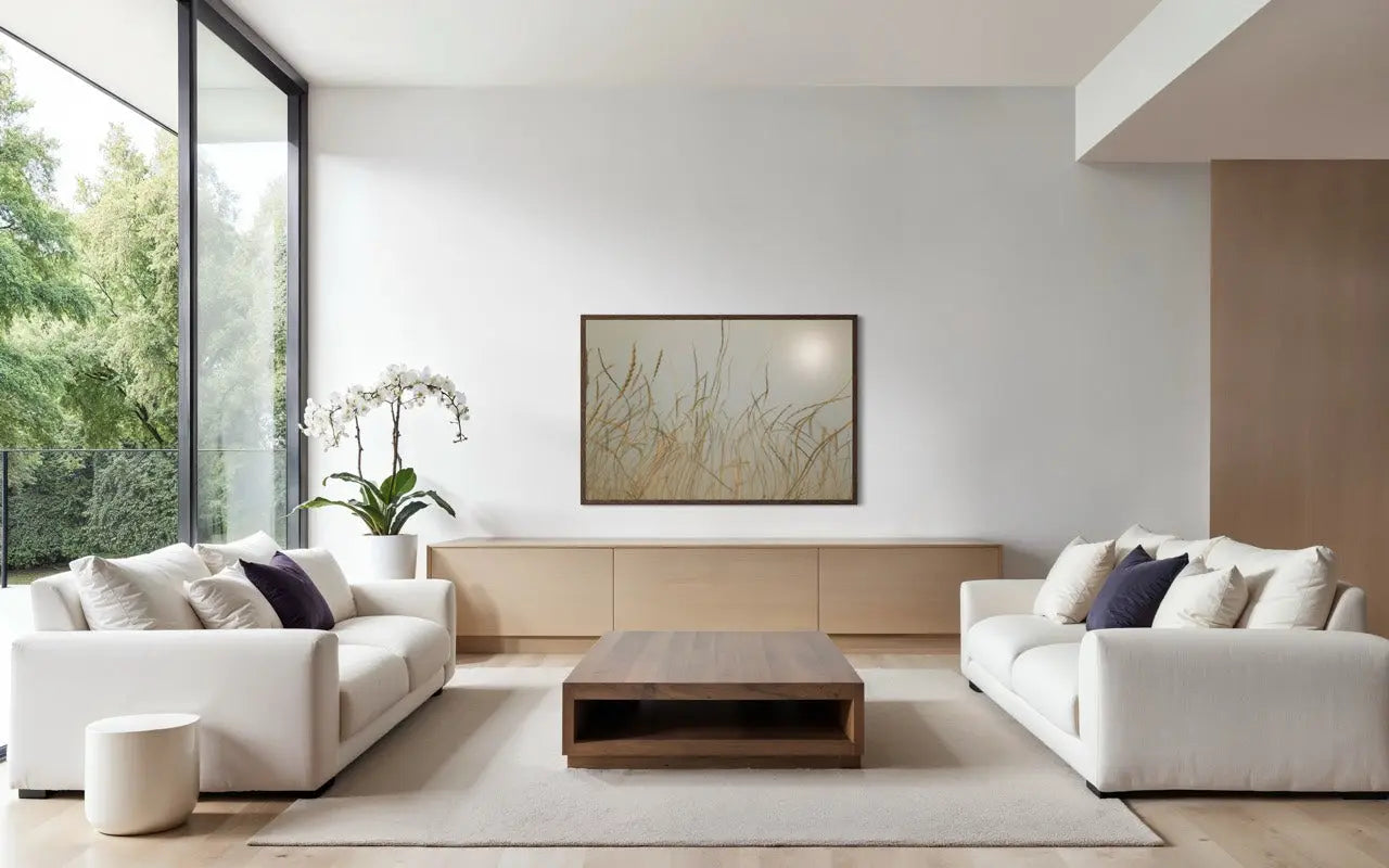 diptych of birds flying on a serene minimalistic environment
