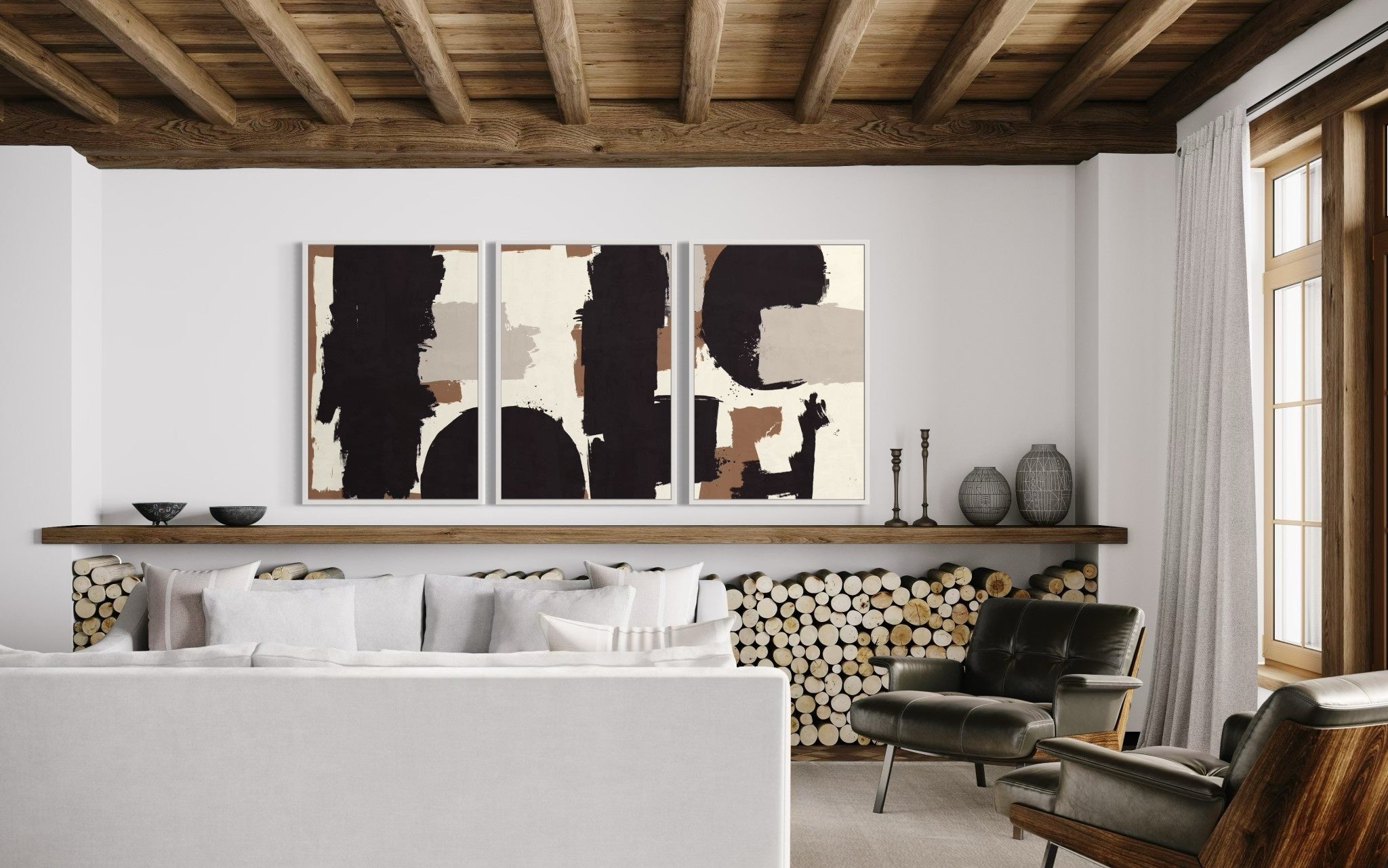 canvas art triptych by The Picturalist in a living room setting