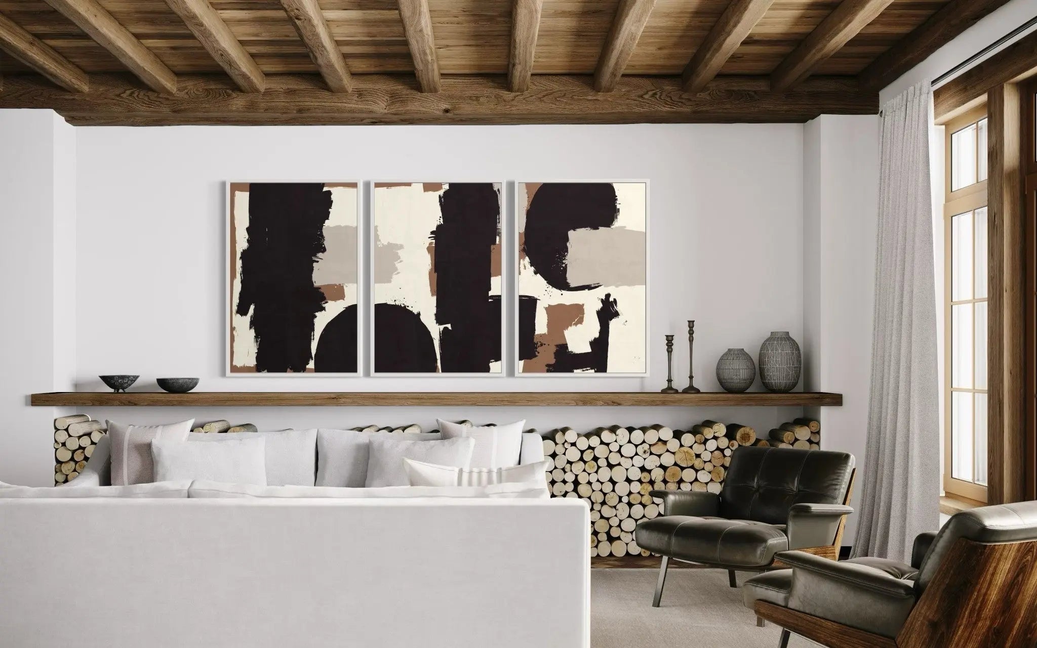 canvas art triptych by The Picturalist in a living room setting