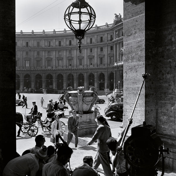 September Affair, Rome by Slim Aarons, Getty Images asset 1496422752, featuring a film crew working on the set of William Dieterle's romantic drama September Affair in Rome in 1949, available from The Picturalist as fine art prints USA and framed prints Canada for luxury interiors and hospitality projects.