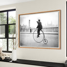 Penny Farthing Bugle by Fox Photos shown above a modern bedroom setting, vintage fine-art photography curated by The Picturalist.