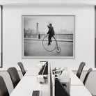 Penny Farthing Bugle by Fox Photos displayed in an office interior, vintage black-and-white wall art curated by The Picturalist.