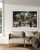 Majorelle Gardens by Slim Aarons displayed as framed wall art in a luxury living room
