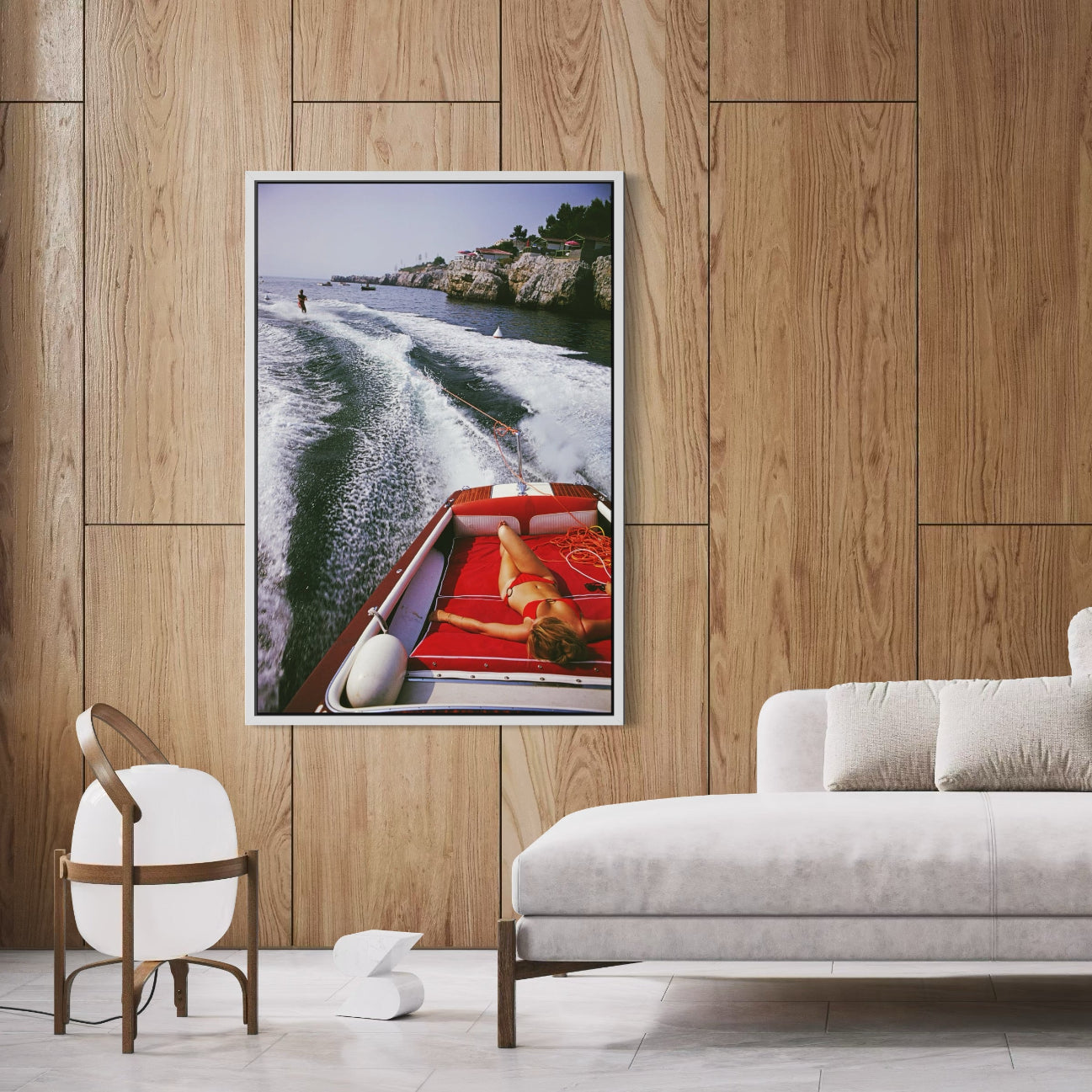 Leisure in Antibes by Slim Aarons featured in a dining or hospitality environment, metal print styled for boutique hotels and refined restaurant interiors by The Picturalist.