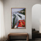 Leisure in Antibes by Slim Aarons displayed in a modern office interior, Chromaluxe metal print curated for corporate and commercial spaces by The Picturalist.