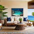 Porto Rotondo by Slim Aarons displayed in a caribbean hospitality space, Chromaluxe metal print styled for boutique hotels and refined restaurant interiors by The Picturalist.