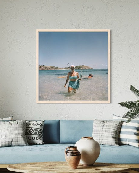 Artist: Slim Aarons
Collection: Getty Images Gallery
Location: Antigua, Caribbean
Subject: Snorkeling, luxury travel, beach lifestyle, resort culture
Style: Luxury lifestyle photography, travel photography, coastal photography
Suitable Spaces: Coastal homes, boutique hotels, resorts, spas, yacht clubs, luxury residences
Medium: Fine art photography, framed art print, museum-quality archival print
Brand: The Picturalist
Primary Intent: Luxury coastal wall art, hospitality art, travel photography for interior