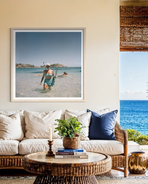 Artist: Slim Aarons
Collection: Getty Images Gallery
Location: Antigua, Caribbean
Subject: Snorkeling, luxury travel, beach lifestyle, resort culture
Style: Luxury lifestyle photography, travel photography, coastal photography
Suitable Spaces: Coastal homes, boutique hotels, resorts, spas, yacht clubs, luxury residences
Medium: Fine art photography, framed art print, museum-quality archival print
Brand: The Picturalist
Primary Intent: Luxury coastal wall art, hospitality art, travel photography for interior