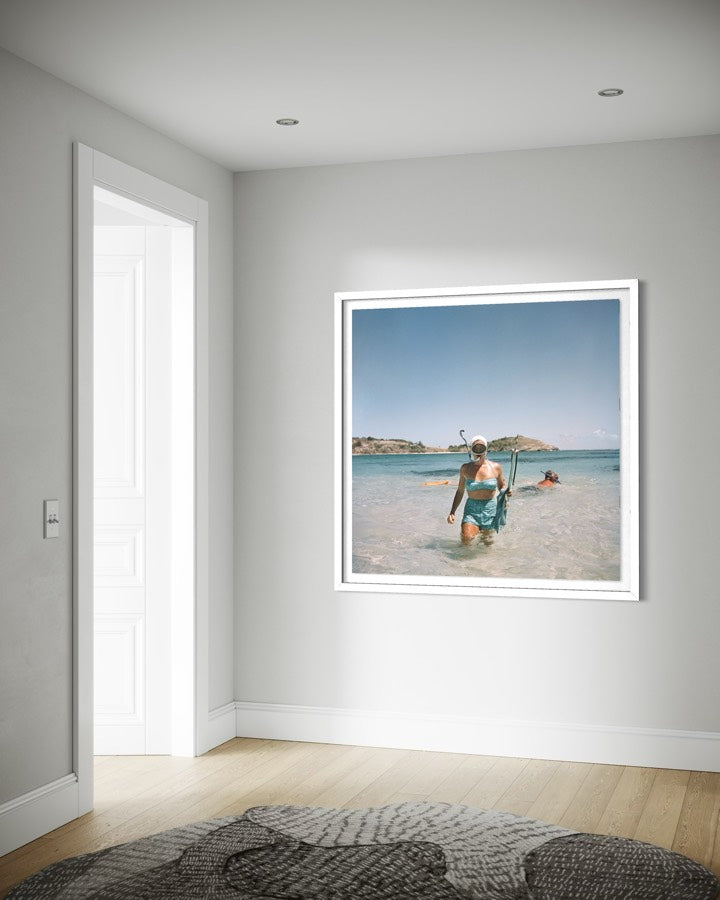 Artist: Slim Aarons
Collection: Getty Images Gallery
Location: Antigua, Caribbean
Subject: Snorkeling, luxury travel, beach lifestyle, resort culture
Style: Luxury lifestyle photography, travel photography, coastal photography
Suitable Spaces: Coastal homes, boutique hotels, resorts, spas, yacht clubs, luxury residences
Medium: Fine art photography, framed art print, museum-quality archival print
Brand: The Picturalist
Primary Intent: Luxury coastal wall art, hospitality art, travel photography for interior