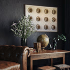 Twelve Hats of the Frontier presented in a contemporary office, sculptural Americana artwork by The Picturalist.