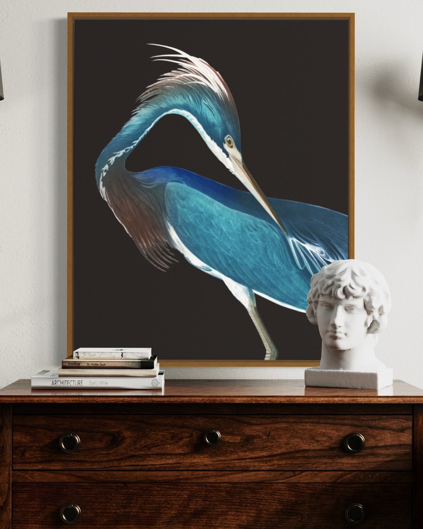 Fine art bird print on canvas with floater frame — perfect for coastal and lakeside interiors