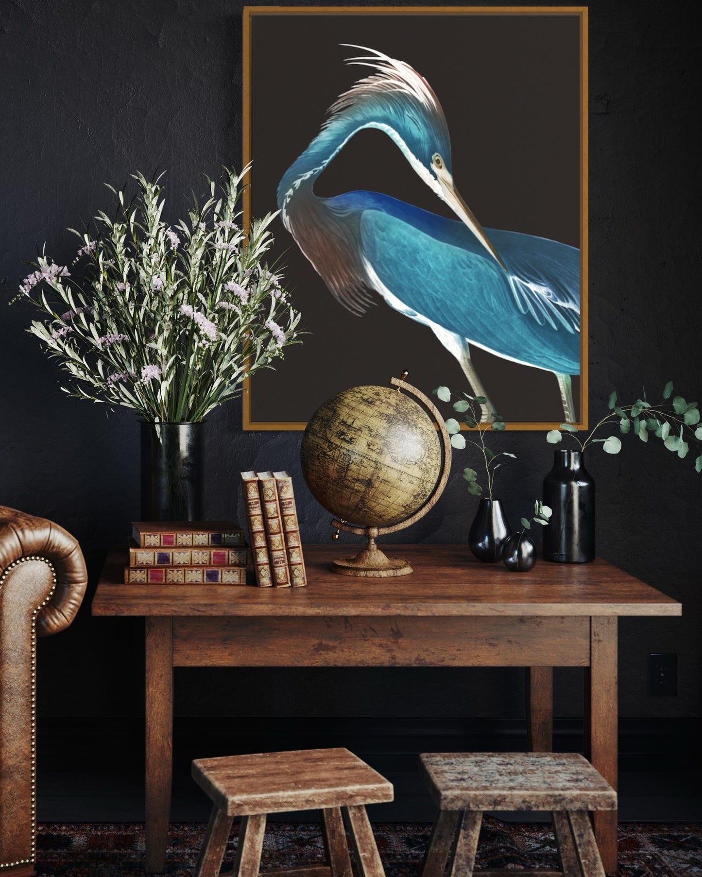 Luxury wall art by The Picturalist — Blue Heron framed artwork inspired by Birds of America