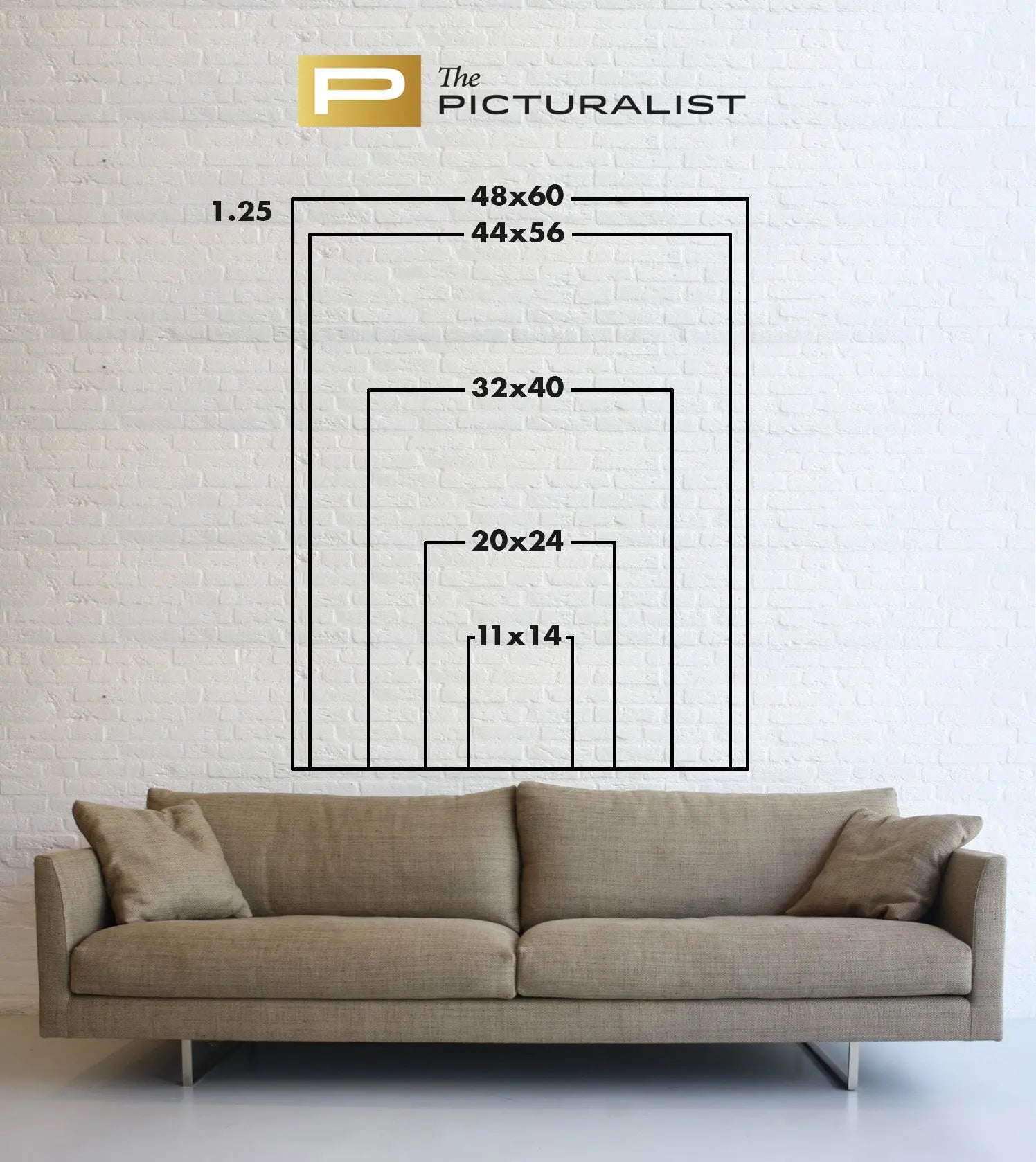 Available framing sizes ratio 1.25 vertical for Gala, The Picturalist