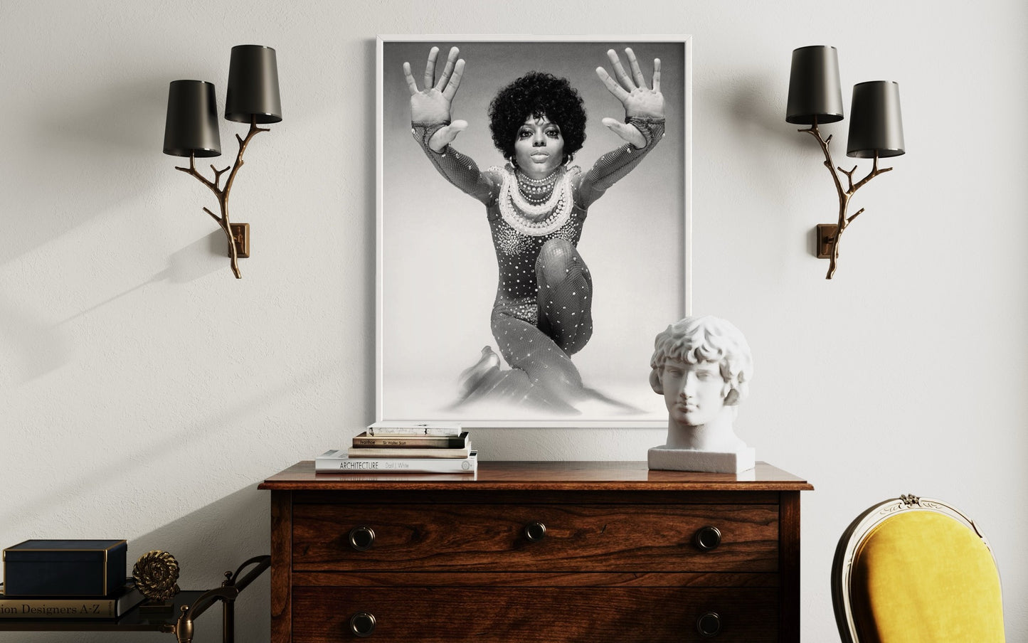 Vintage black-and-white portrait of Diana Ross, fine-art photography by The Picturalist
