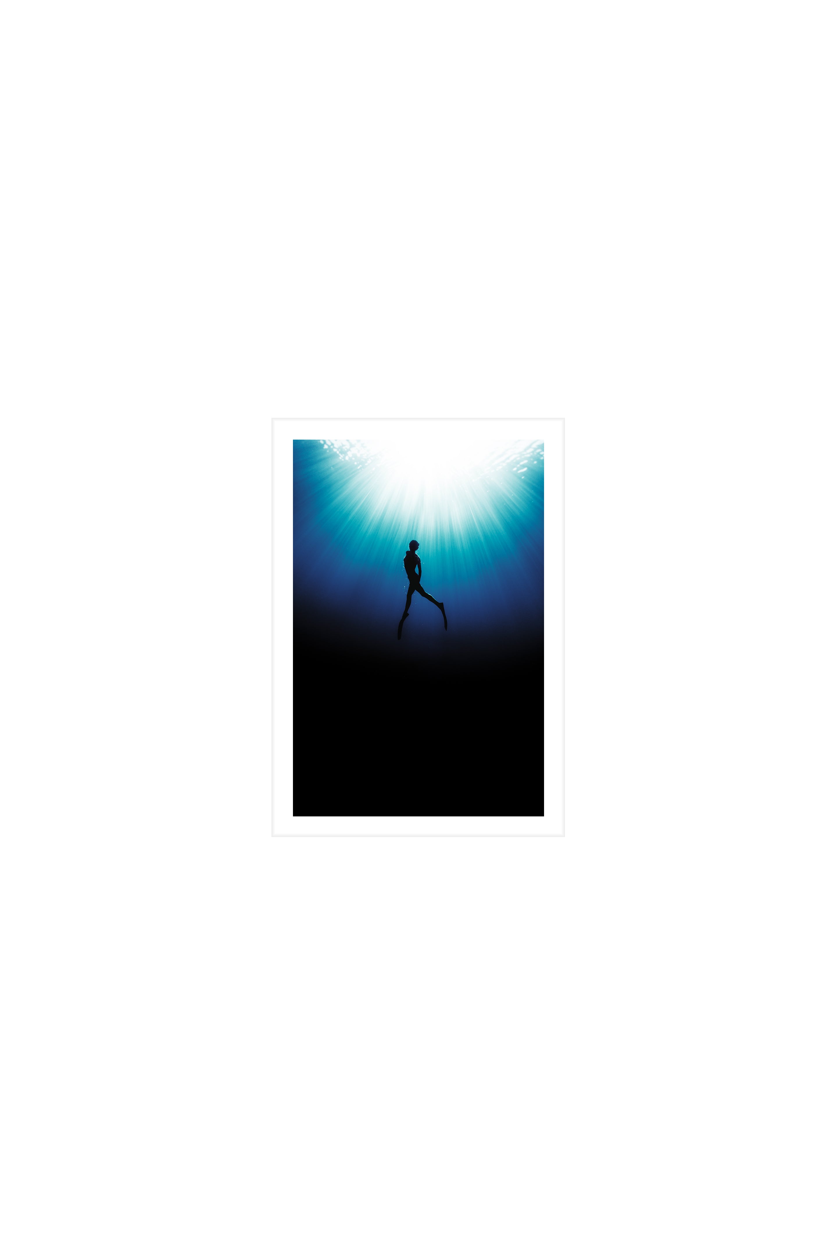 Silhouette of a person running on a blue gradient background