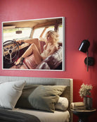 Fashion Model in Vintage Car by Miljko styled in a contemporary interior setting