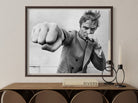 Michael Caine Throwing A Punch by Stephan C. Archetti, Getty Images Gallery black and white portrait, fine-art print framed by The Picturalist