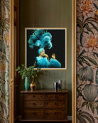 Josephine Baker performing on stage captured by David Redfern for Getty Images, on a green background