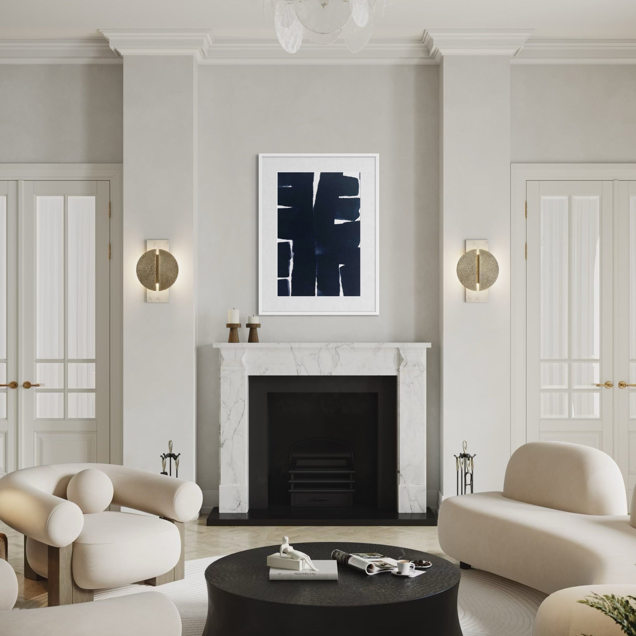 Inner Continuum by Marie Adeline showcased in a contemporary living room, framed art for hospitality and high-end interior design art