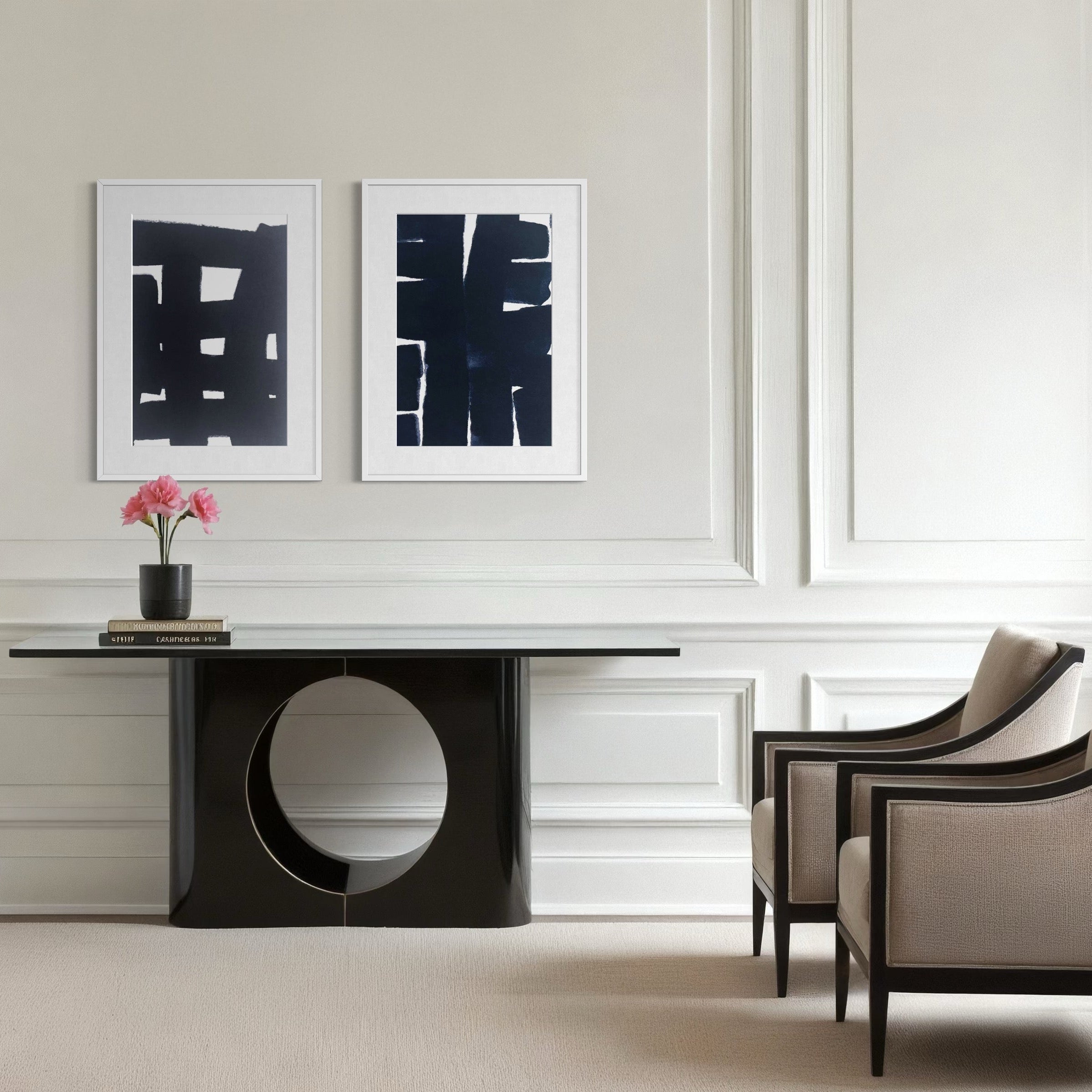 Inner Continuum by Marie Adeline in a staged home environment, art curation for real estate and unique art for property developers