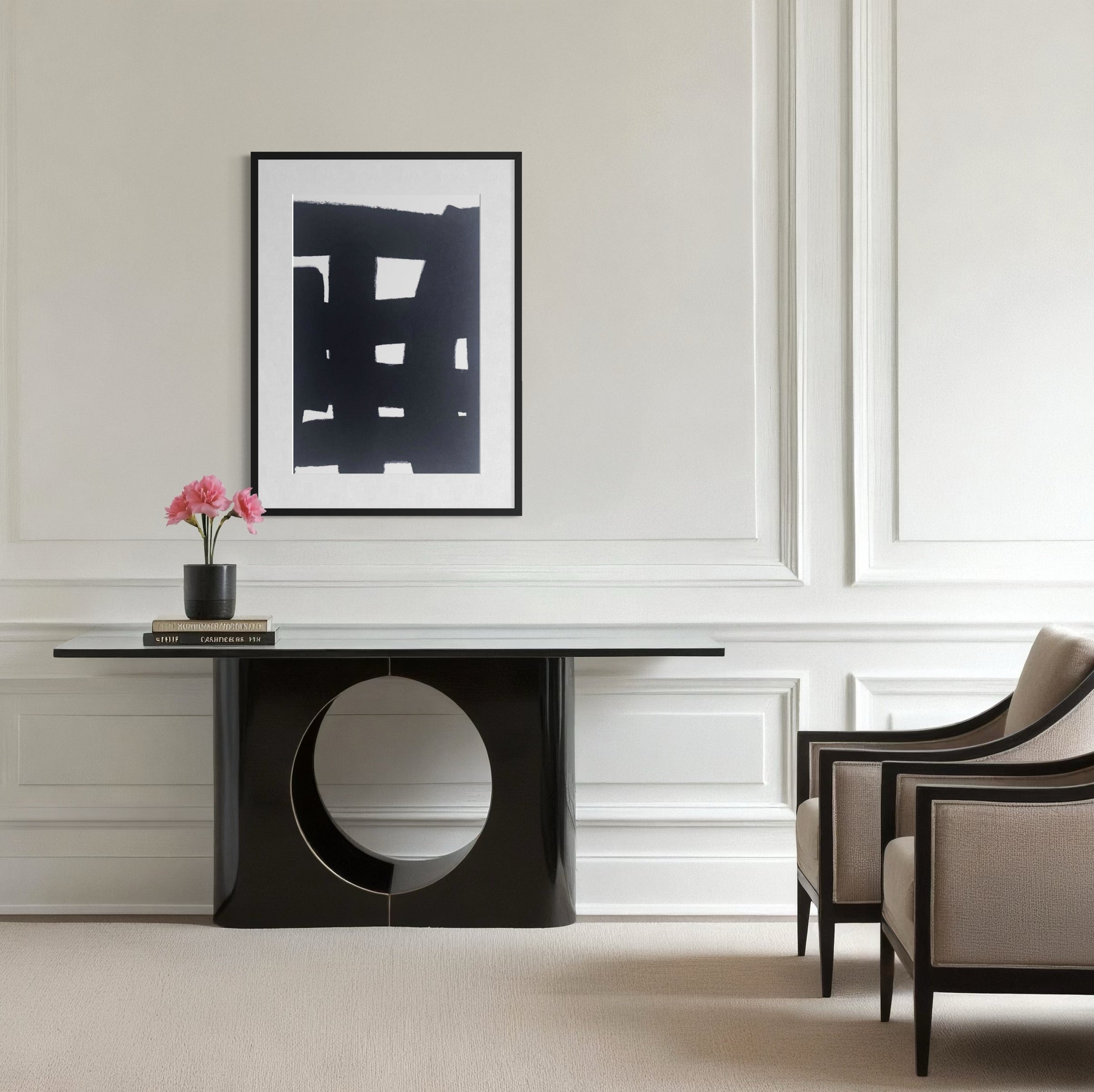 Mind Framework by Marie Adeline displayed in a curated living room, framed art for high-end interior design art and bespoke wall art solutions by The Picturalist