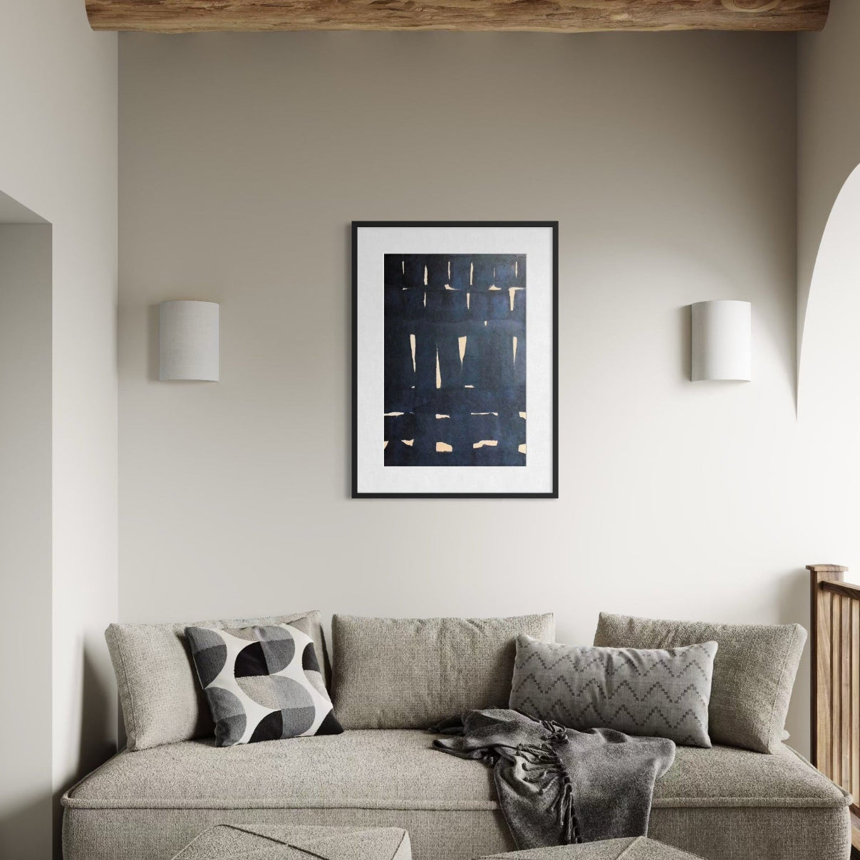 Perceptual Shift by Marie Adeline framed in a contemporary living room, showcasing designer-grade wall decor and tailored art solutions for modern interio