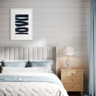 Psychic Shadow by Marie Adeline displayed above a bed in a serene neutral bedroom, perfect for curated art for hotels, exclusive art prints, and refined hospitality design.