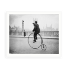 Penny Farthing Bugle by Fox Photos — illustrative matte-white framed paper print with white mat; proportions vary by size.