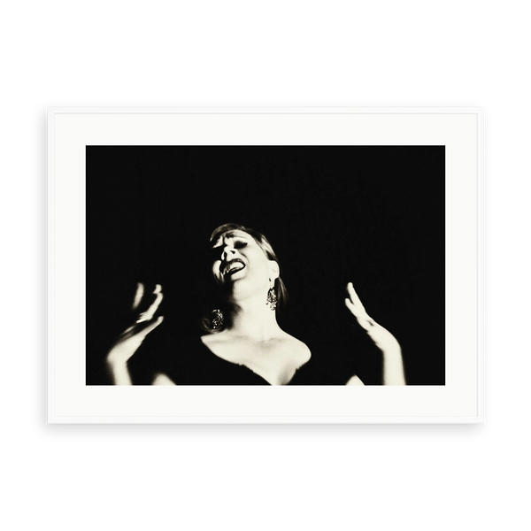 The Great Singer by Suteishi — illustrative matte-white framed preview with a white mat. Proportions vary by size.