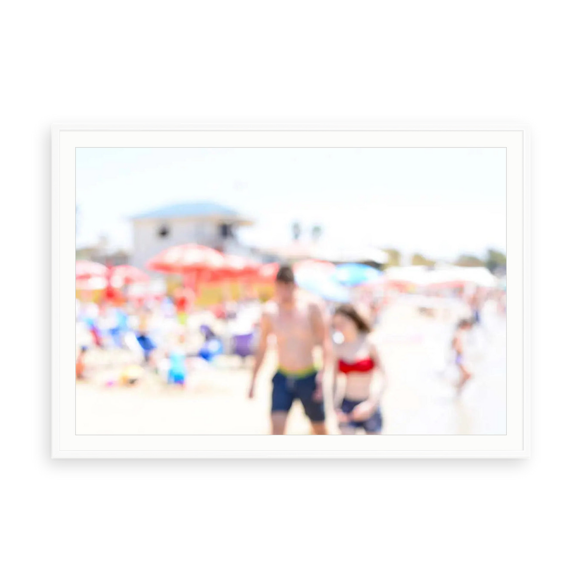Seaside 14 by Tal Paz-Fridman — illustrative matte-white framed paper print with white mat; proportions vary by size.