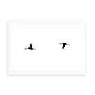 Cranes II by Tal Paz-Fridman — illustrative matte-white framed paper print with white mat; proportions vary by size.