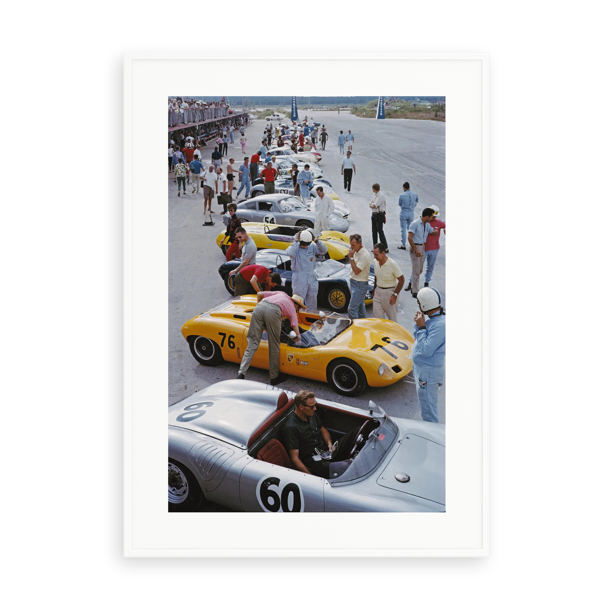 Illustrative matte-white framed preview with white inner border of Bahamas Speed Week by Slim Aarons. Proportions vary by size.
