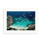 Illustrative matte-white framed preview with white inner border of Porto Rotondo by Slim Aarons. Proportions vary by size.