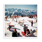 Illustrative white-floater framed preview of Verbier Vacation by Slim Aarons on metal; no added mat. Proportions vary by size.