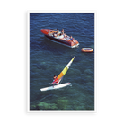 Illustrative matte-white floater-framed preview, without added mat, of Windsurf in Porto Ercole by Slim Aarons. Proportions vary by size.
