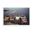 Illustrative matte-white floater-framed preview, without added mat, of Riva Boats at Hôtel du Cap-Eden-Roc by Slim Aarons. Proportions vary by size.