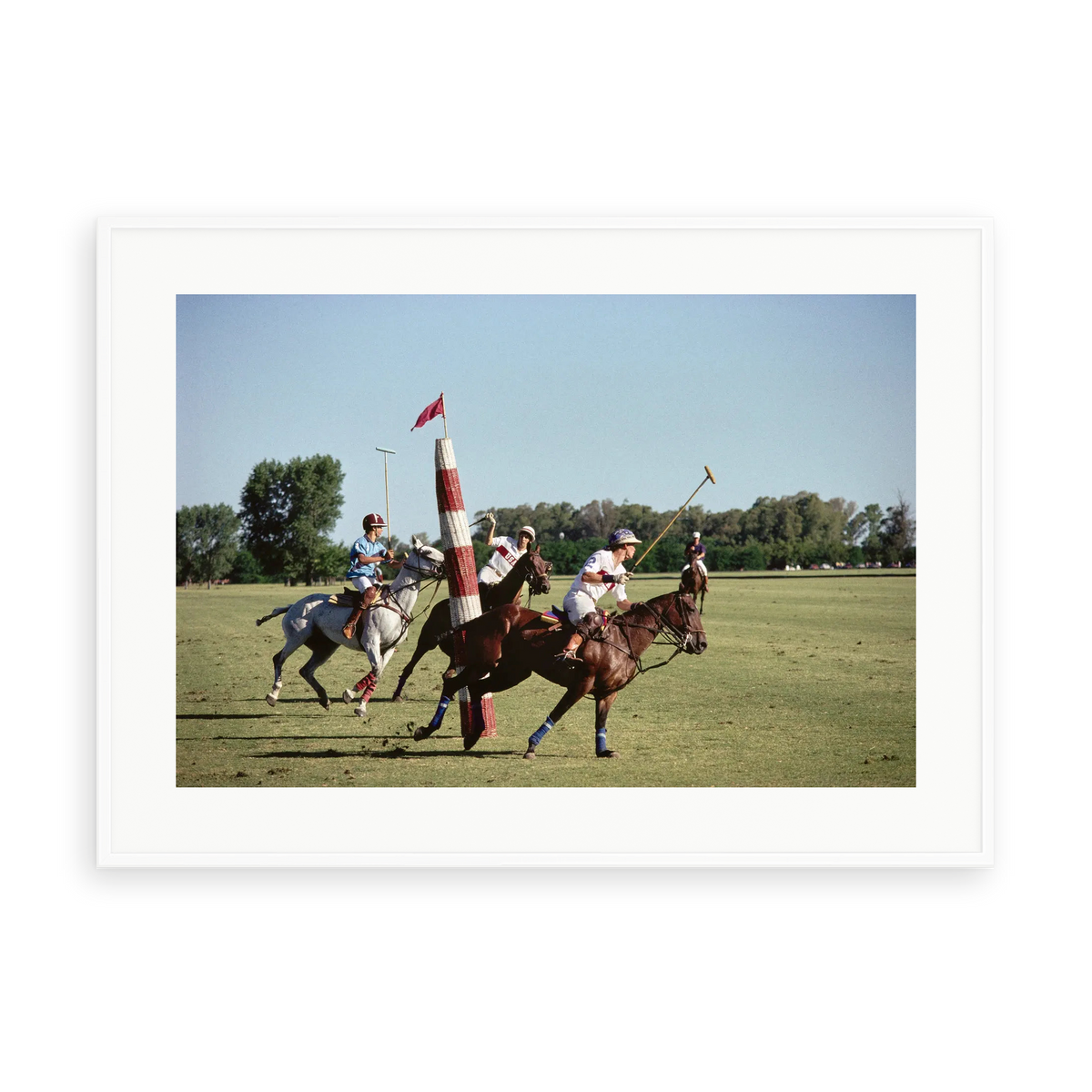 Illustrative matte-white framed preview with white inner border of Polo in Buenos Aires by Slim Aarons. Proportions vary by size.