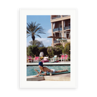 Illustrative matte-white framed preview with white inner border of Poolside In Marrakesh Morocco by Slim Aarons. Proportions vary by size.
