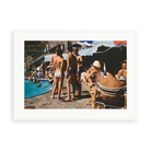 Illustrative matte-white framed preview with white inner border of Bathers at Marina Piccola by Slim Aarons. Proportions vary by size.