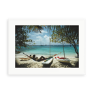 Illustrative matte-white framed preview with white inner border of Mustique by Slim Aarons. Proportions vary by size.