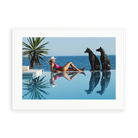 Illustrative matte-white framed preview with white inner border of Pantz Pool by Slim Aarons. Proportions vary by size.