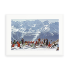 Illustrative matte-white framed preview with white inner border of Lounging In Verbier by Slim Aarons. Proportions vary by size.
