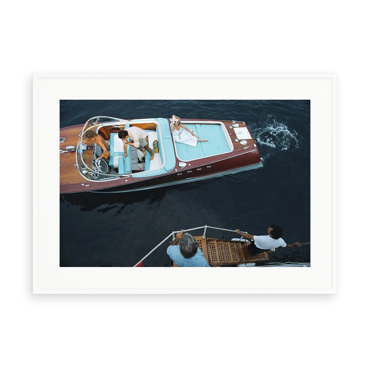 Illustrative matte-white framed preview with white inner border of Monte Carlo by Slim Aarons. Proportions vary by size.