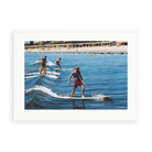 Illustrative matte-white framed preview with white inner border of Surfing Brothers by Slim Aarons. Proportions vary by size.