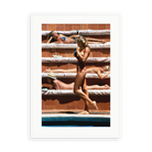 Illustrative matte-white framed preview with white inner border of Catherine Wilke 2 by Slim Aarons. Proportions vary by size.